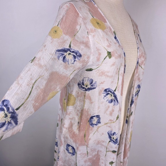 Vintage‎ Concept M Floral Open Cardigan Duster Cover Up Lightweight Sheer Kimono - Picture 4 of 7